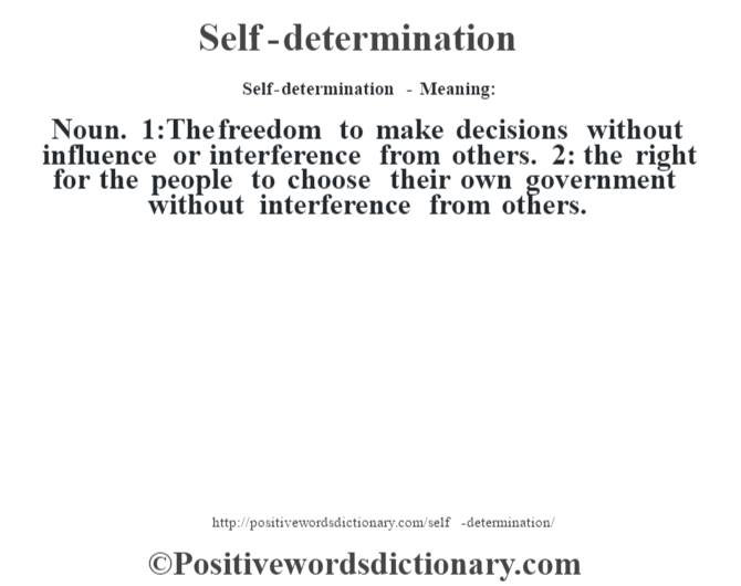 A look at the significance of self determination